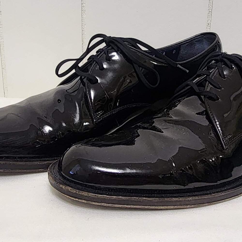 Ferragamo men's shoes 8 black patent formal oxford